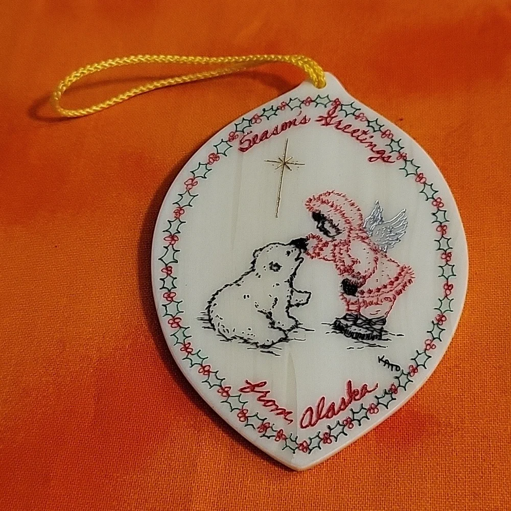 Kiana Vintage Alaska Ornament Season's Greetings from Alaska Eskimo Angel